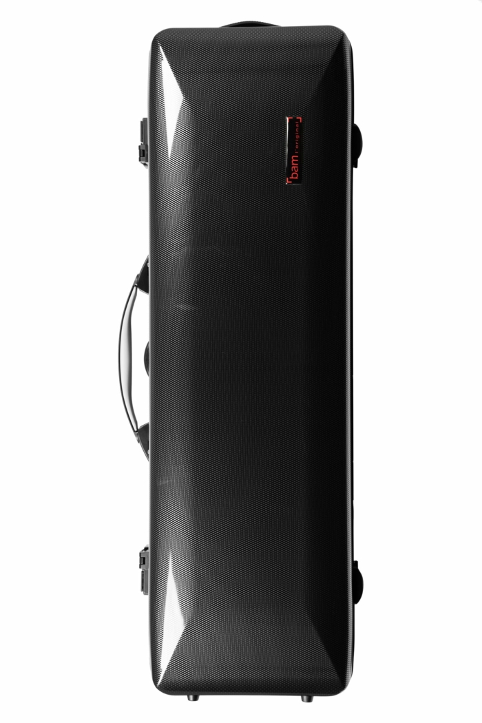 NY DESIGN! Rektangulär HIGHTECH fiolfodral med musikficka - Black Carbon